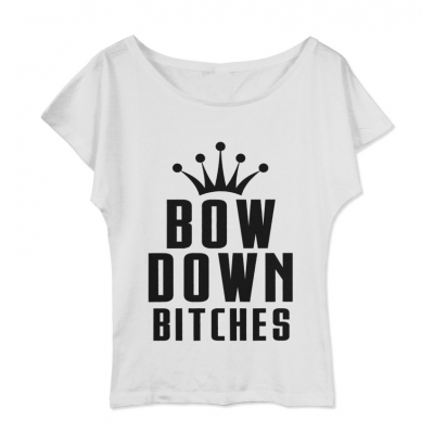 Koszulka damska z dekoltem Bow down bitches